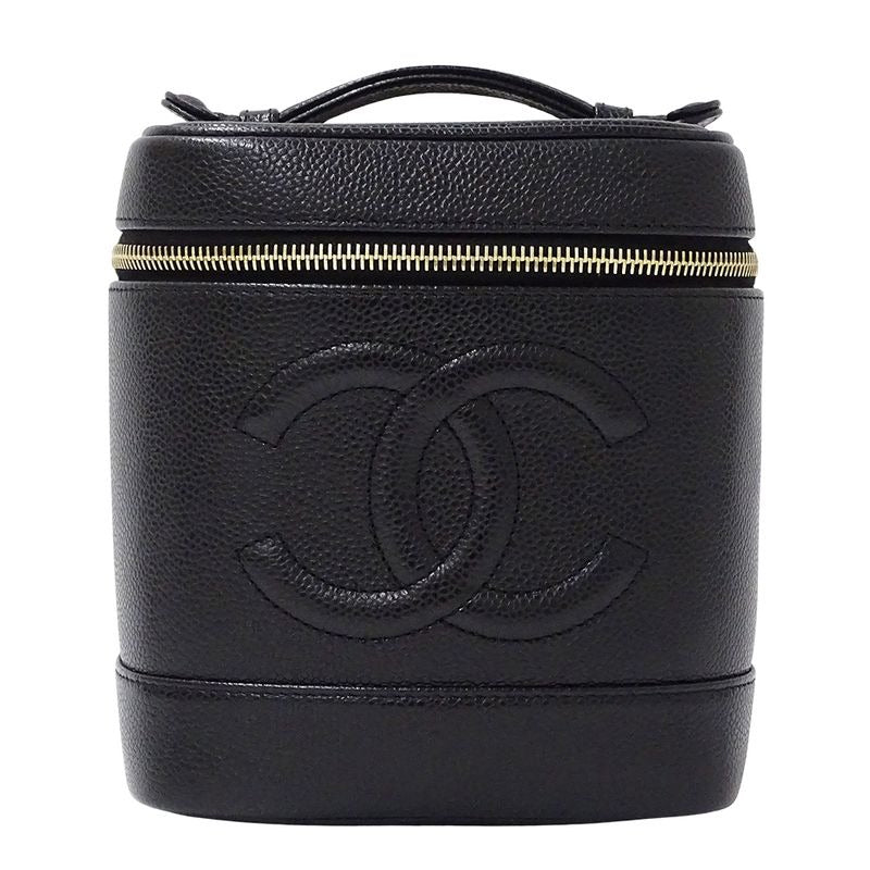 Chanel Bag Vanity Handbag Caviar Leather Black Gold Hardware