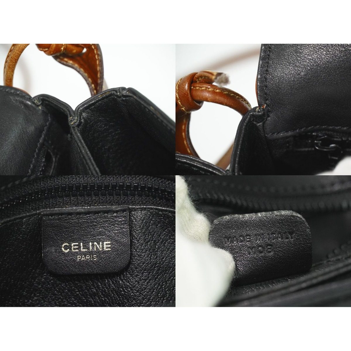 Celine Leather Shoulder Bag Pochette Black — view 9