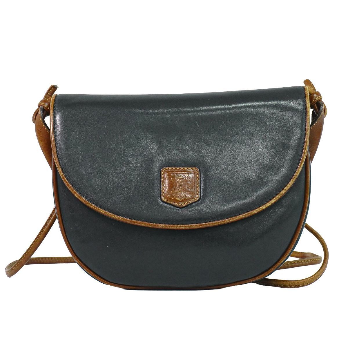 Celine Leather Shoulder Bag Pochette Black