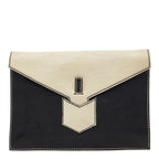 Saint Laurent Bicolor Clutch Back Second White Black Leather