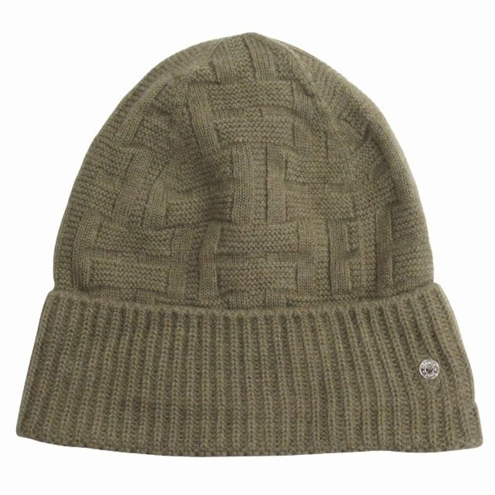 Hermes Frekance Wool Knit Hat Beanie Hat Logo Series M Brown