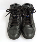 Chanel High Cut Sneakers Chain Double Zip 37 Coco Mark Black Leather — view 2
