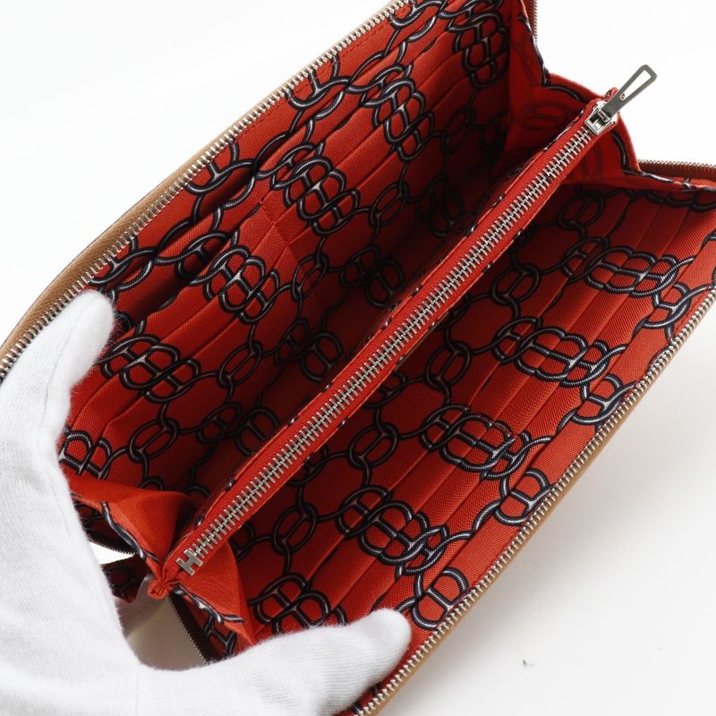 Hermes Azap Silk-in Vaux-epson Brown Q Long Wallet — view 6