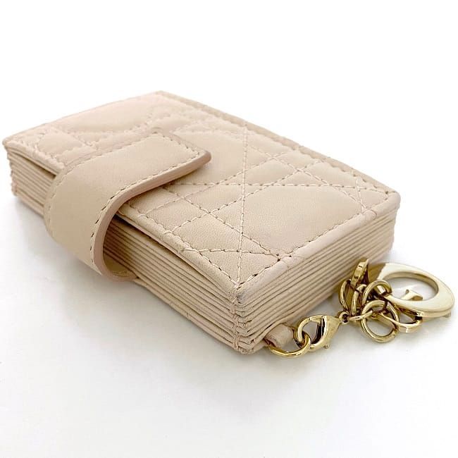 Christian Dior Card Case Beige Lady Cannage — view 6