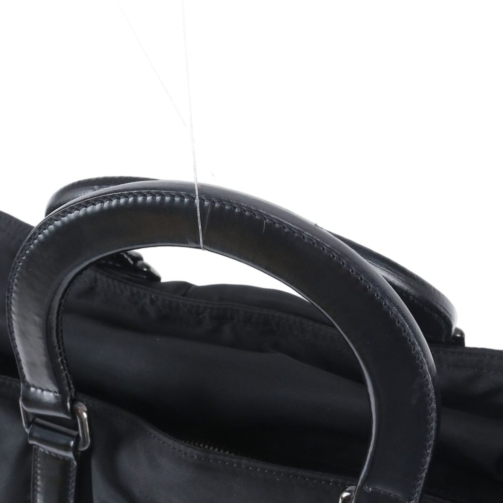 Prada Tessuto Nylon Triangle Logo Leather Boston Bag — view 2
