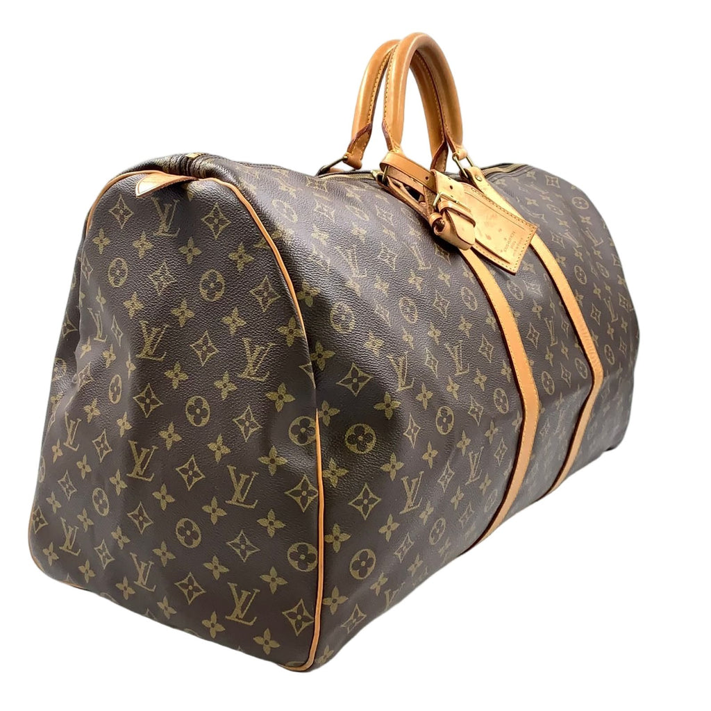 Louis Vuitton Keepall 60 Monogram Leather Brown Light Boston Bag Gold — view 2