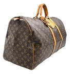 Louis Vuitton Keepall 60 Monogram Leather Brown Light Boston Bag Gold — view 2