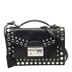 Prada Studded 2-Way Shoulder Bag Black Saffiano Leather Visual