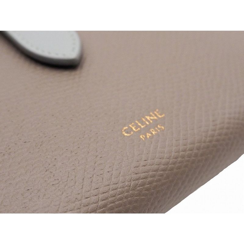 Celine Medium Strap Wallet Calfskin Pebble Glaze Mineral Blue Bicolor — view 4