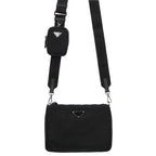 Prada 2 Vh113 Nylon Shoulder Bag with Triangle Plate Mini Pouch
