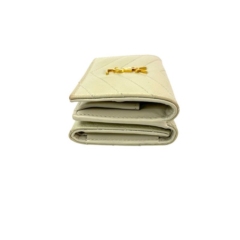 Saint Laurent Paris YSL Logo Leather Wallet White