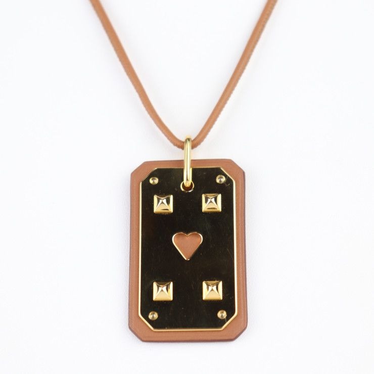 Hermes As De Coeur GM Necklace Vorsluft Gold Brownish Hardware Pendant