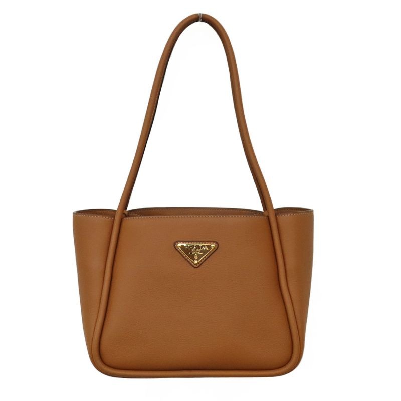 Prada Mini Tote Bag 1 Bg539 Shoulder Soft Grain Leather Camel