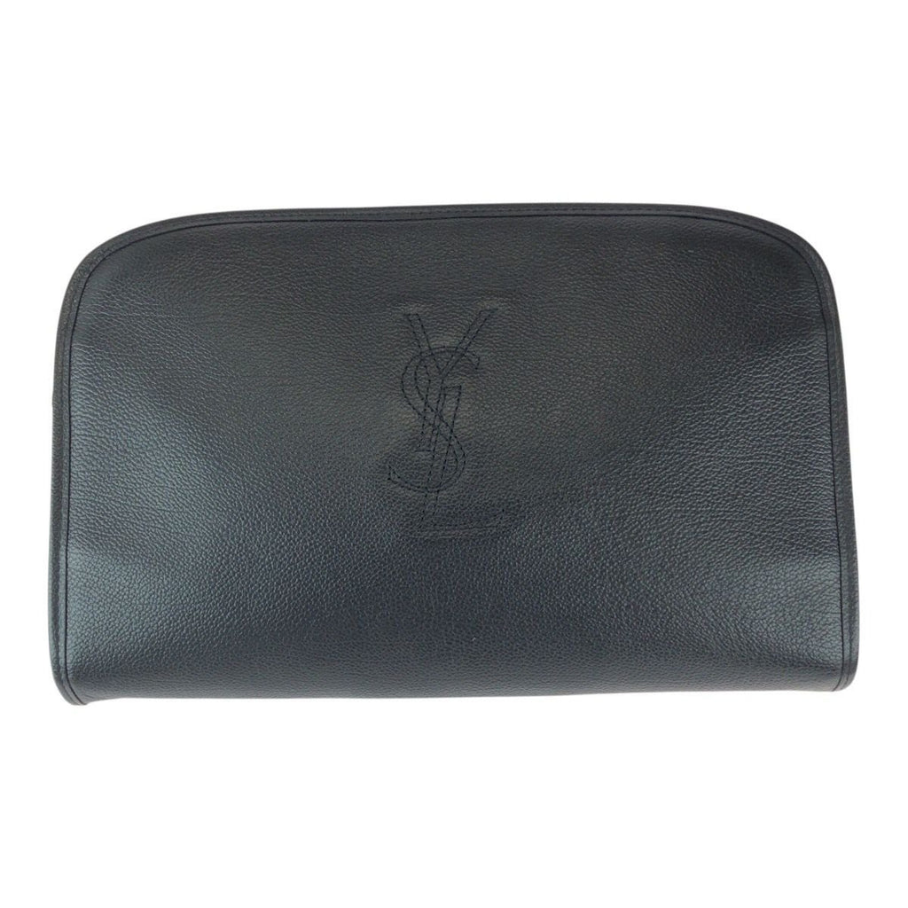 Saint Laurent Yves Vintage YSL Black Gold Leather Second Bag