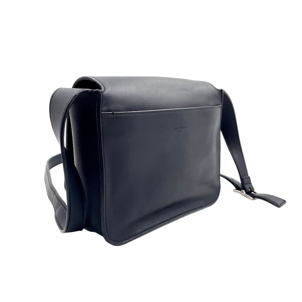 Saint Laurent Paris Small Satchel Calfskin Black Shoulder Bag Silver — view 2