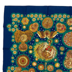 Hermes Scarf Silk Carre 90 le Roy Soleil Sun King Navy — view 2
