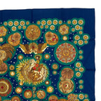 Hermes Scarf Silk Carre 90 le Roy Soleil Sun King Navy — view 3