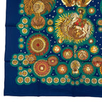 Hermes Scarf Silk Carre 90 le Roy Soleil Sun King Navy — view 4