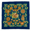 Hermes Scarf Silk Carre 90 le Roy Soleil Sun King Navy
