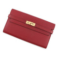 Hermes Wallet Kelly Long Rouge Grena Gold Epsom