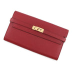 Hermes Wallet Kelly Long Rouge Grena Gold Epsom