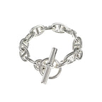 Hermes Chaine D'ancre MM 13 Frames AG 925 Silver Bracelet Bangle