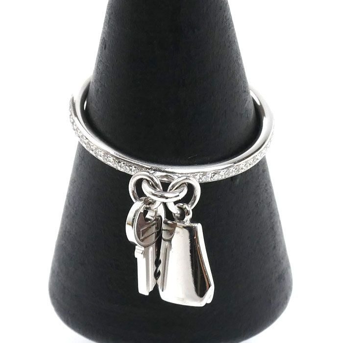 Hermes 18k White Gold Kelly Clochette PM Ring Diamond