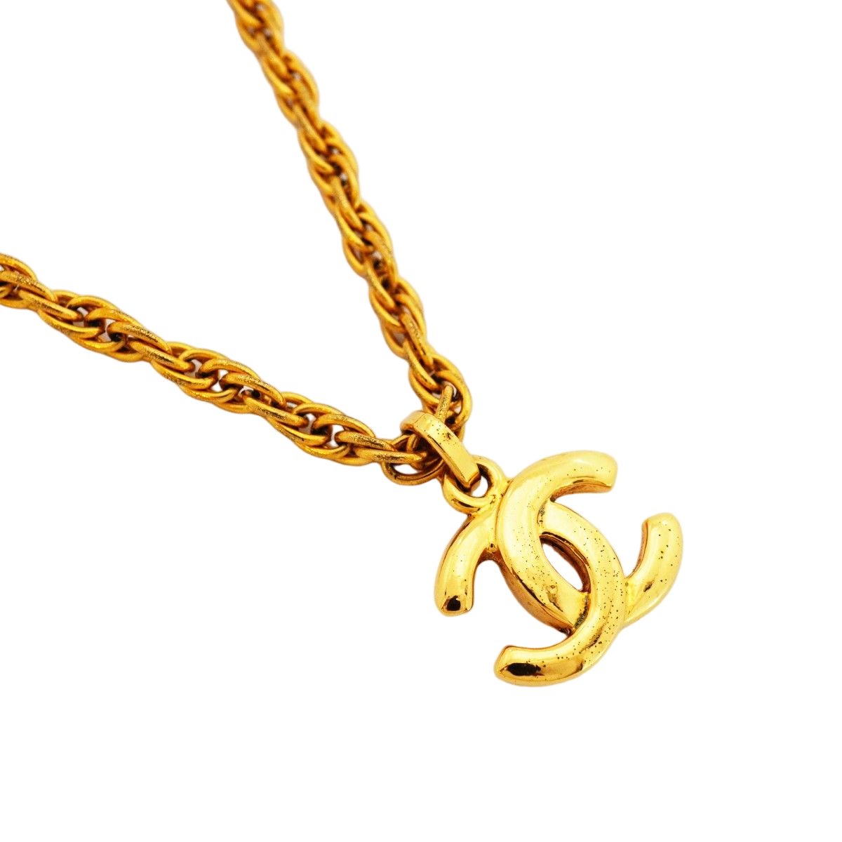 Chanel Necklace Vintage CC Logo Gold Plated — view 2