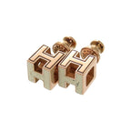 Hermes Caged Ash H Cube Ivory Rose Gold Hardware Earrings Accessories 0904