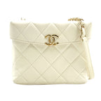 Chanel Quilted Small Box Random Lambskin White Chain Shoulder Bag Gold