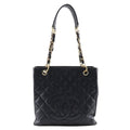 Chanel Petite Shopping Tote PST Chain Quilted Caviar Leather Black Shoulder Bag