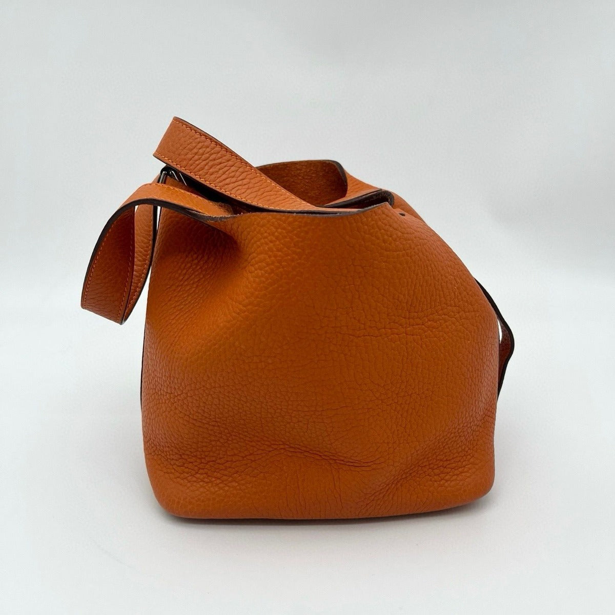 Hermes Picotin Lock PM Taurillon Clemence Silver Handbag Orange — view 3