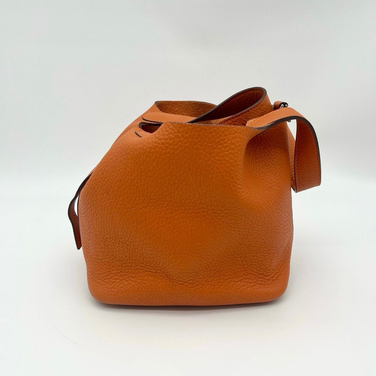 Hermes Picotin Lock PM Taurillon Clemence Silver Handbag Orange — view 4