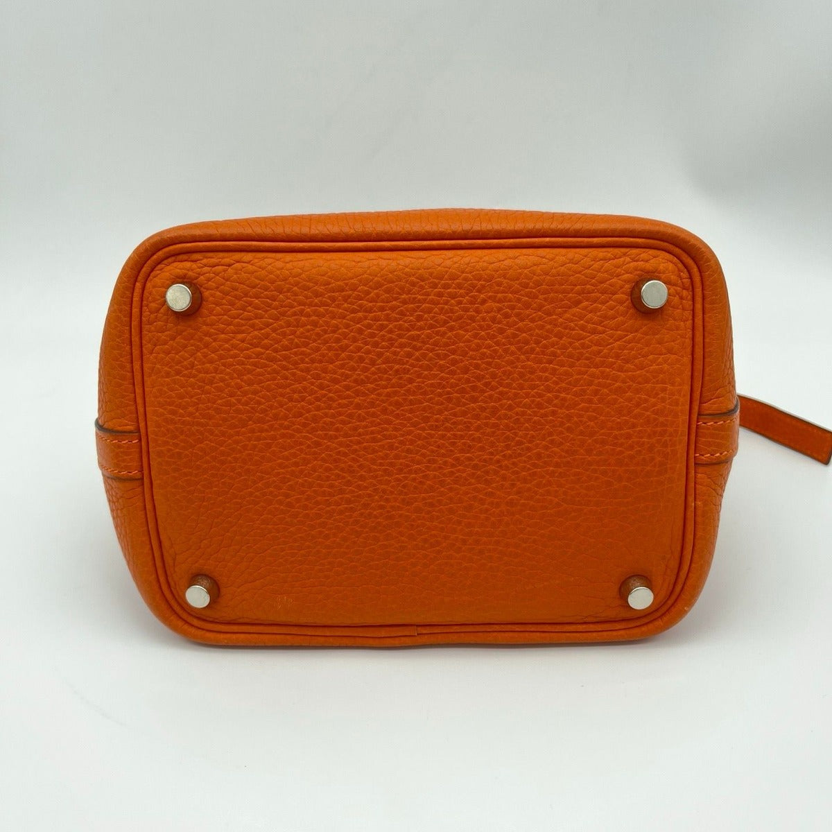 Hermes Picotin Lock PM Taurillon Clemence Silver Handbag Orange — view 5