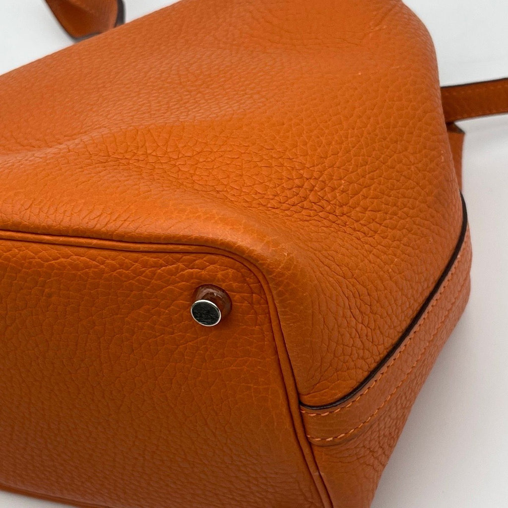 Hermes Picotin Lock PM Taurillon Clemence Silver Handbag Orange — view 7