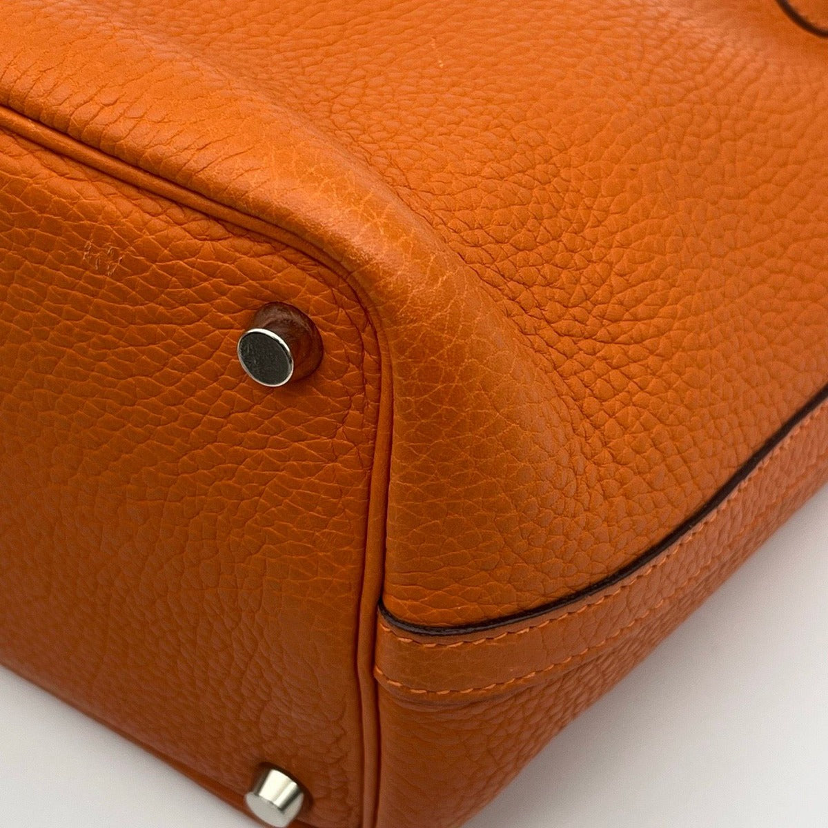 Hermes Picotin Lock PM Taurillon Clemence Silver Handbag Orange — view 9