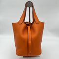 Hermes Picotin Lock PM Taurillon Clemence Silver Handbag Orange
