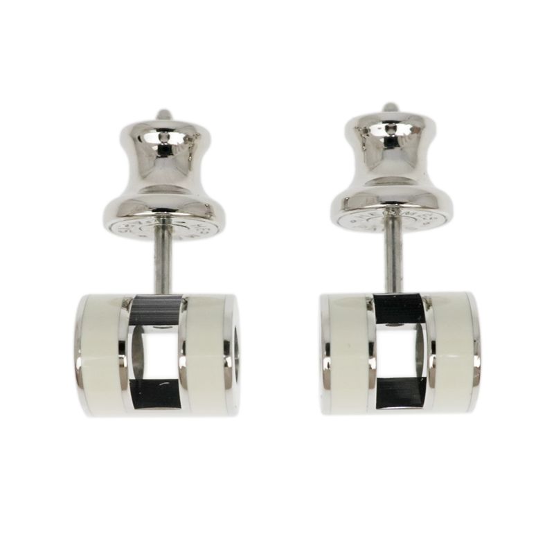 Hermes Earrings Pop Ash Pair Jonus Flepere White Silver Hardware — view 6