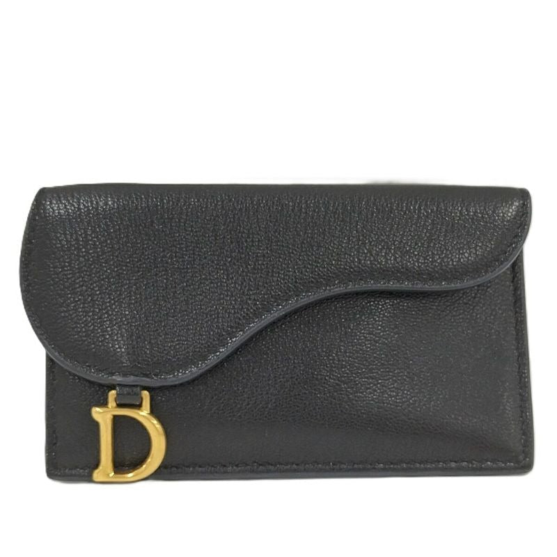Christian Dior Card Case Saddle Leather Black — view 2