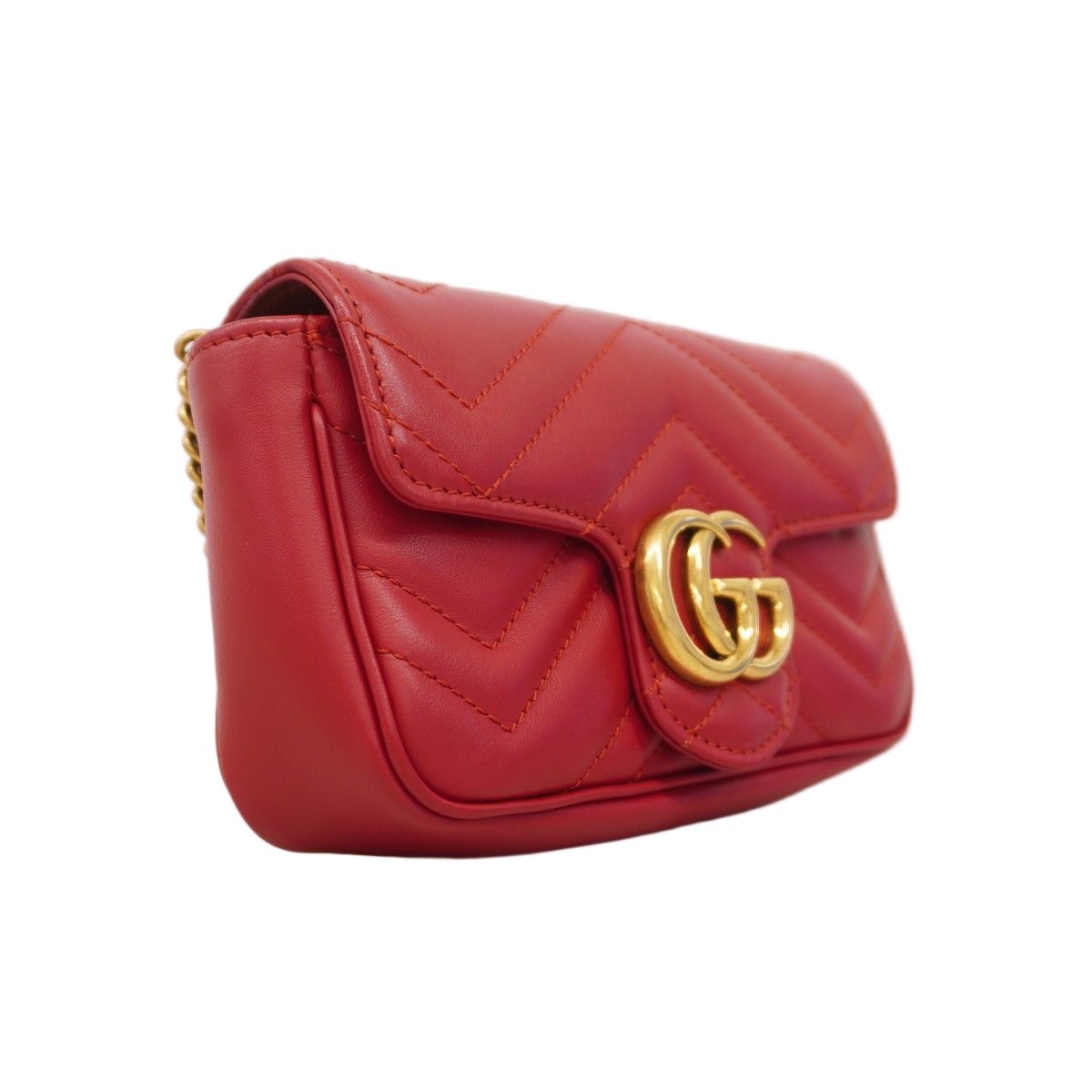 Gucci Shoulder Bag GG Marmont Leather Red Gold — view 2