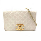Chanel Quilted Big CC Logo Turnlock Chain Shoulder Bag White