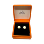 Hermes Eclipse Pierced Earrings Silver and White on Both Ears — view 2