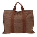 Hermes Tote Her Line MM Polyester Brown Vintage Everyday Use