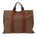 Hermes Tote Her Line MM Polyester Brown Vintage Everyday Use
