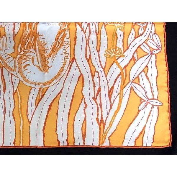 Hermes J'attends Mon Prince Carre 45 Silk Handkerchief Orange Ivory — view 3