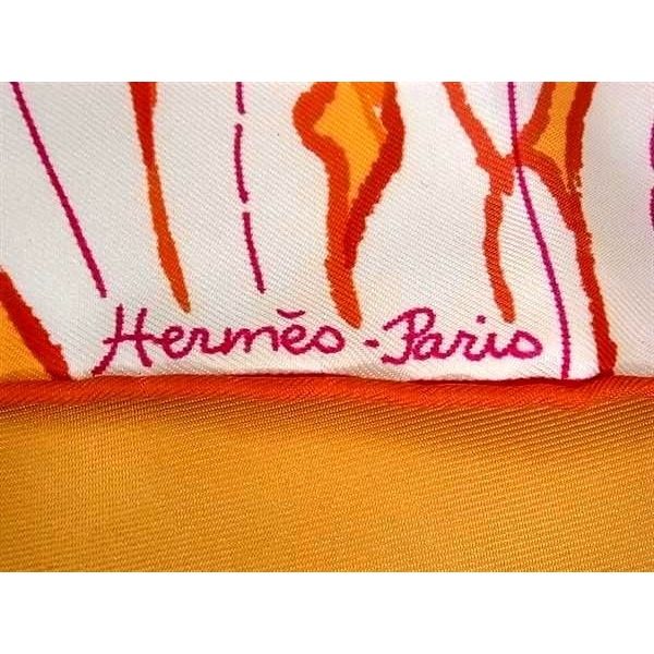 Hermes J'attends Mon Prince Carre 45 Silk Handkerchief Orange Ivory — view 4