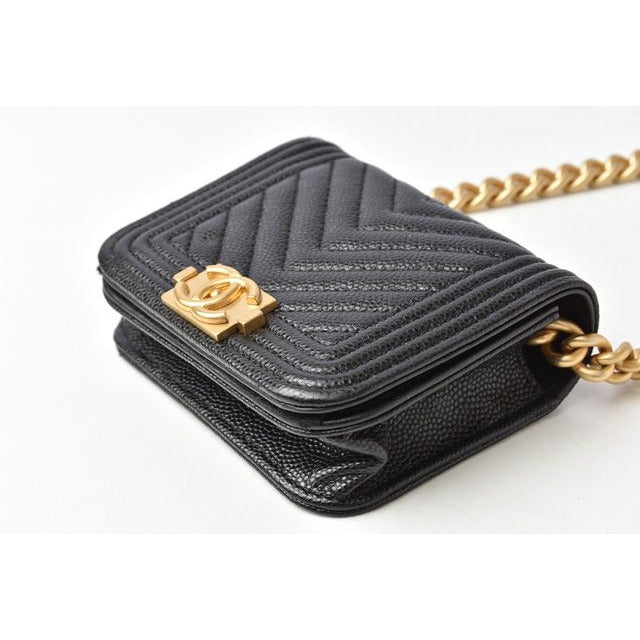 Chanel Belt Bag Coin Case Chain Pouch Boy Black Gold Hardware — view 5