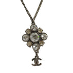 Chanel Necklace Coco Rhinestone Plated Silver 09