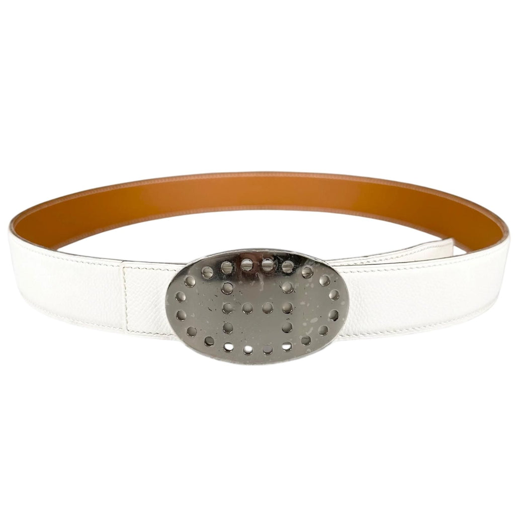 Hermes Evelyne Leather Brown White Belt Silver — view 2