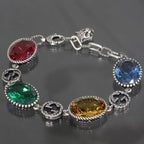 Gucci Multi-stone Bracelet Silver 925 Red Blue Yellow Green E1036 — view 2